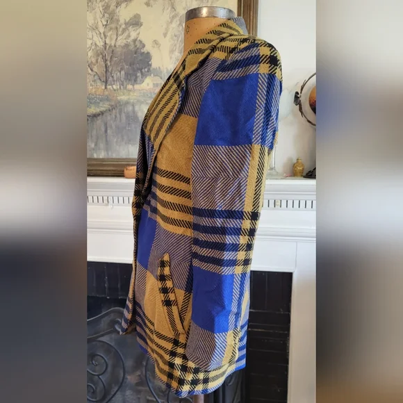 Vintage Diane Von Furstenberg Women's Funky Mod Plaid Wool Blazer Size 6 - Picture 2 of 16